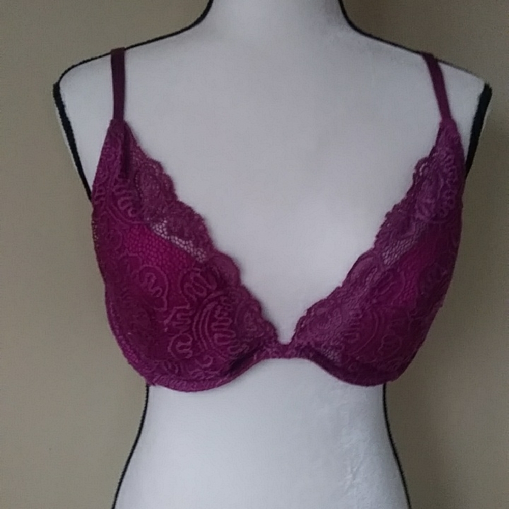 Victoria's Secret Very Sexy Lace Push-Up Without Padding Bra 38D Purple Pink